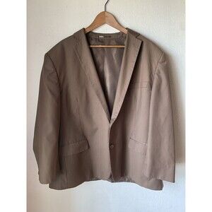 Carlo Lusso High Twist Microfiber Blazer Men's 52R Brown Dbl Vented 2 Button EUC